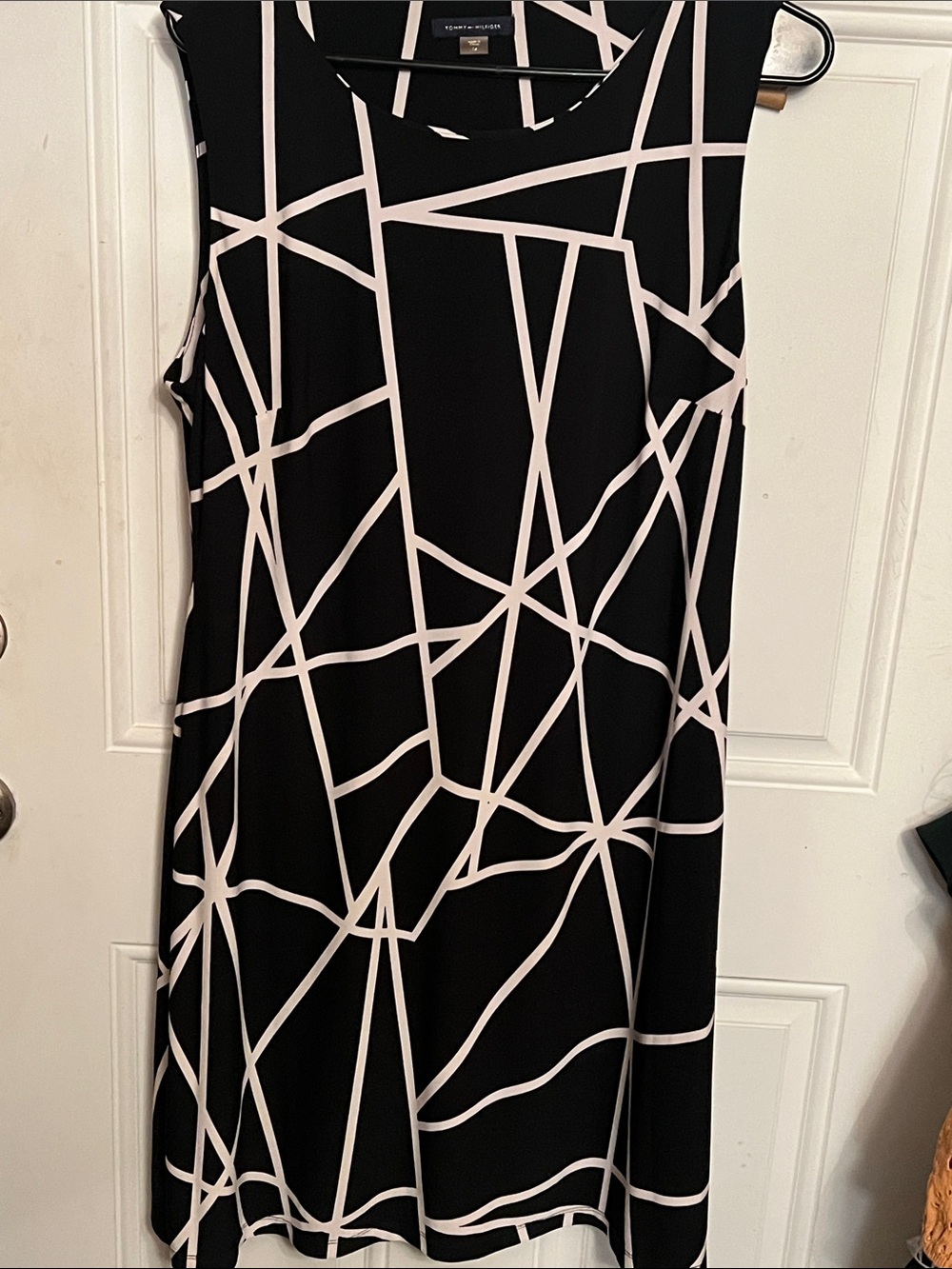 Tommy Hilfiger Black and White Geometric Midi Dress